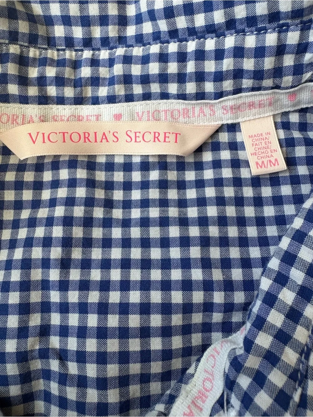 Victoria's Secret Navy and White Gingham Button-Down Shirt/Dress